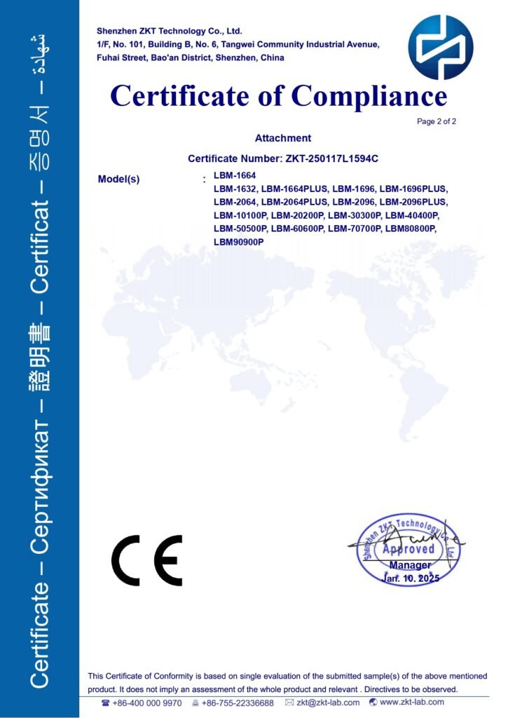 zkt 250117l1594c federal led matrix panel lbm 1664 rohs cert ce证书 多型号 page 0002